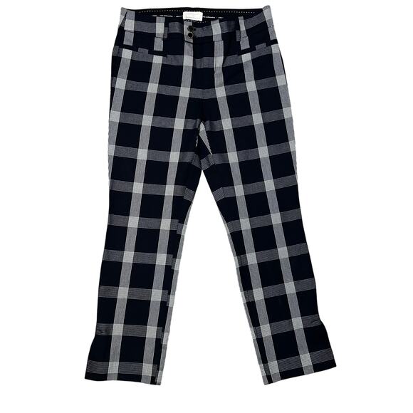 Anthropologie The Essential Slim Trousers  black plaid Pants Size 6 - Picture 2 of 9